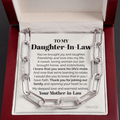 ShineOn Fulfillment Jewelry 14K White Gold Finish To my Daughter-In-Law - Thank you - Forever Linked Necklace