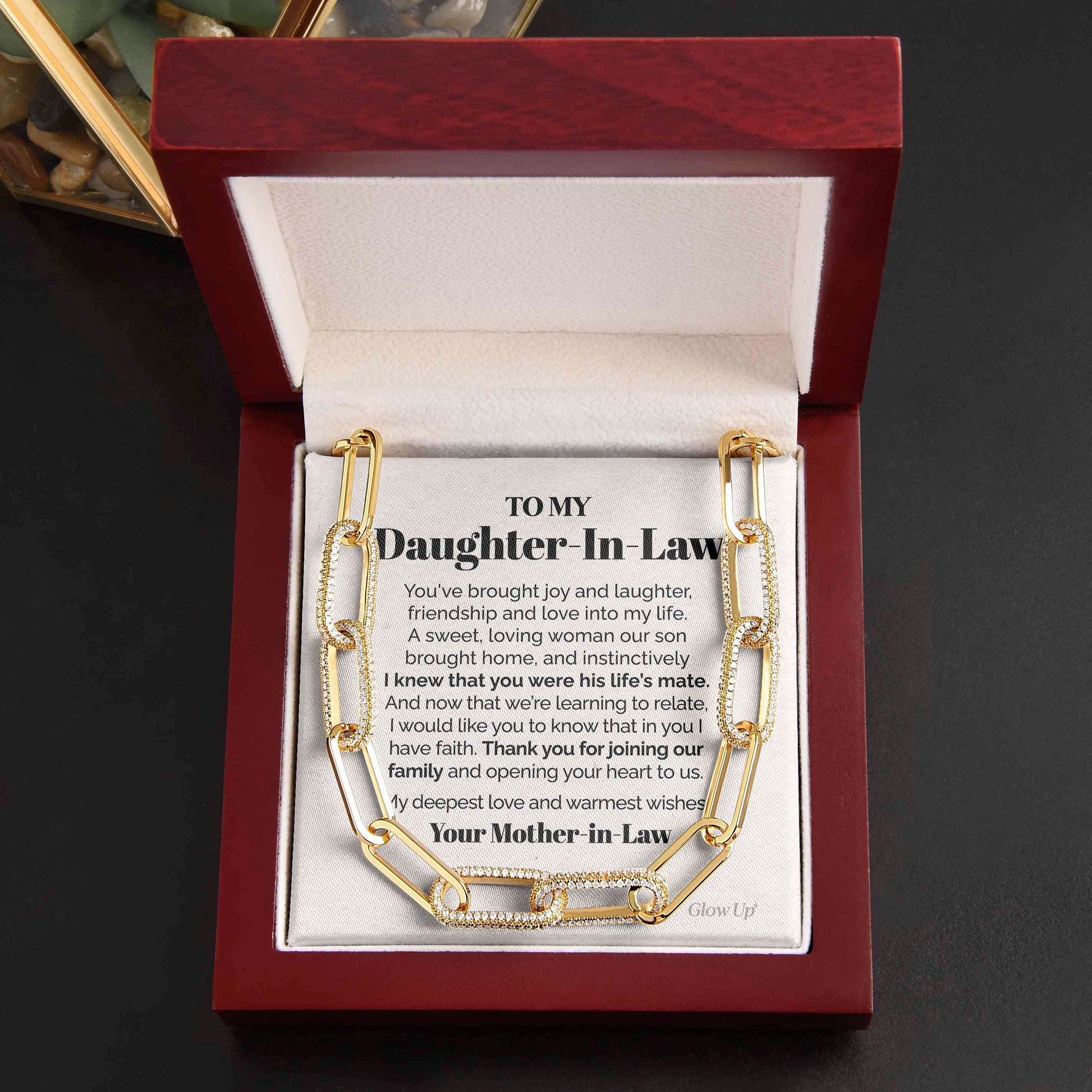 ShineOn Fulfillment Jewelry 14K White Gold Finish To my Daughter-In-Law - Thank you - Forever Linked Necklace