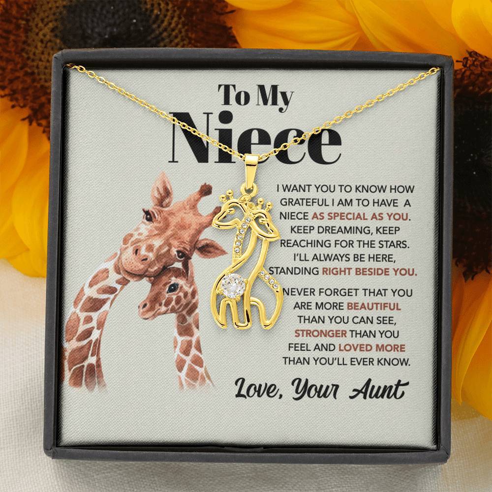 ShineOn Fulfillment Jewelry 14K White Gold Finish To My Niece - I'll Always Be Here - Giraffes Necklace