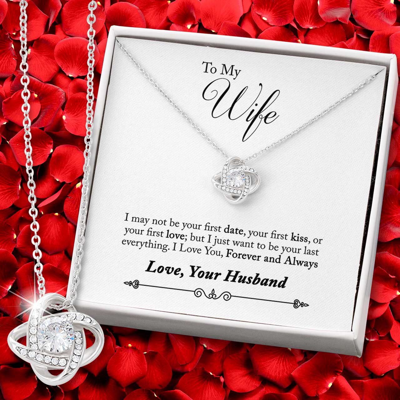 ShineOn Fulfillment Jewelry 14K White Gold Finish To My Wife - Love Knot - Forever and Always