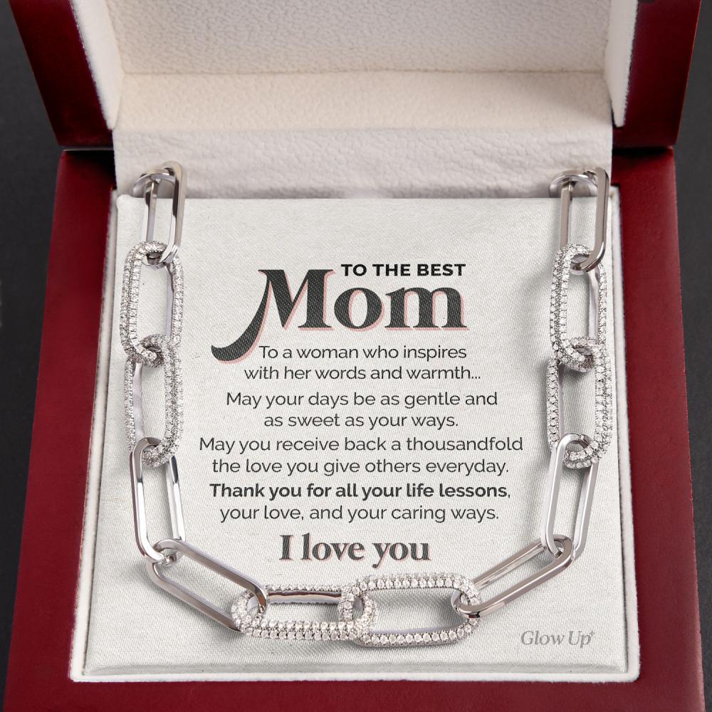 ShineOn Fulfillment Jewelry 14K White Gold Finish To the Best Mom - A woman who inspires - Forever link chain