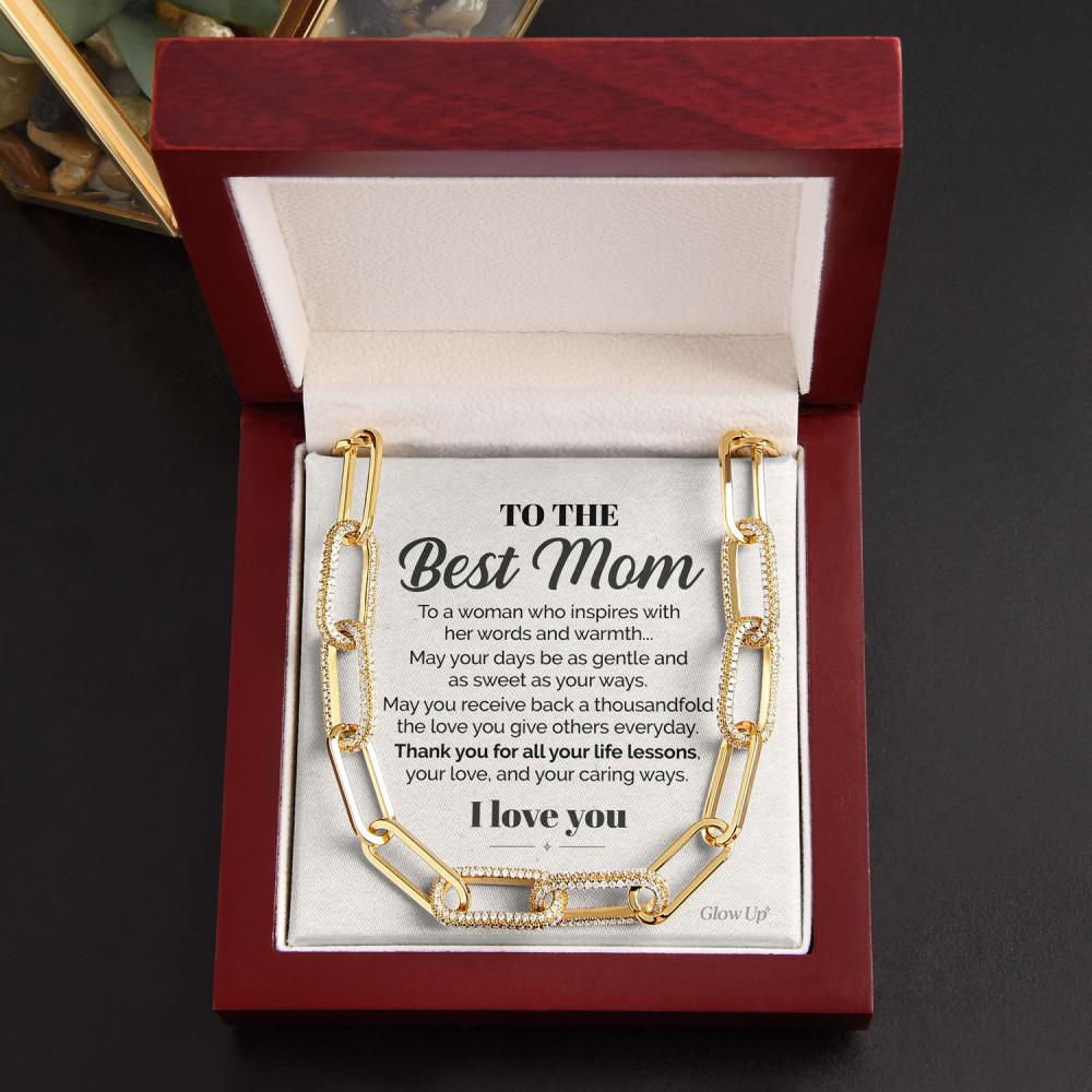 ShineOn Fulfillment Jewelry 14K White Gold Finish To the Best Mom - A woman who inspires - Forever link chain