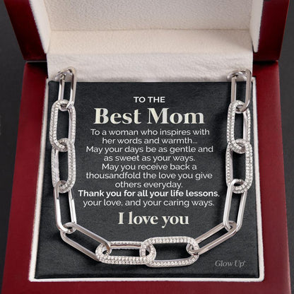 ShineOn Fulfillment Jewelry 14K White Gold Finish To the Best Mom - A woman who inspires - Forever Linked Necklace