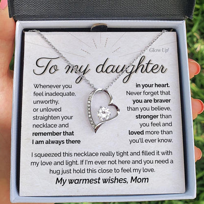 ShineOn Fulfillment Jewelry 14k White Gold Finish / Two-Toned Box To my Daughter - Feel my love - Forever Love Necklace