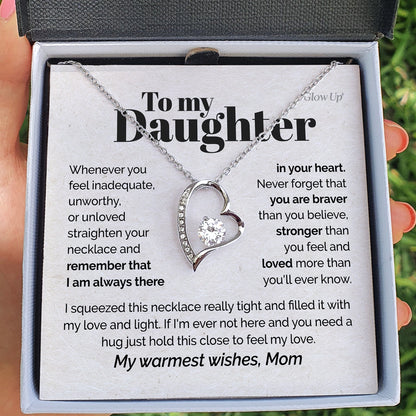ShineOn Fulfillment Jewelry 14k White Gold Finish / Two-Toned Box To my Daughter - My warmest wishes - Forever Love Necklace