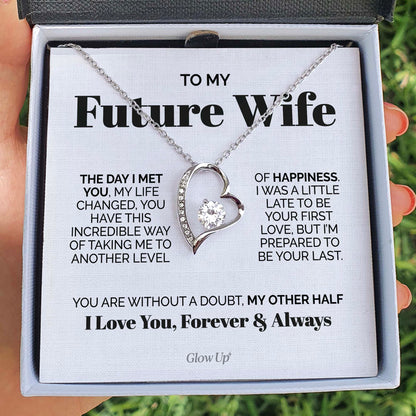 ShineOn Fulfillment Jewelry 14k White Gold Finish / Two-Toned Box To my Future Wife - The day I met you - Forever Love Necklace