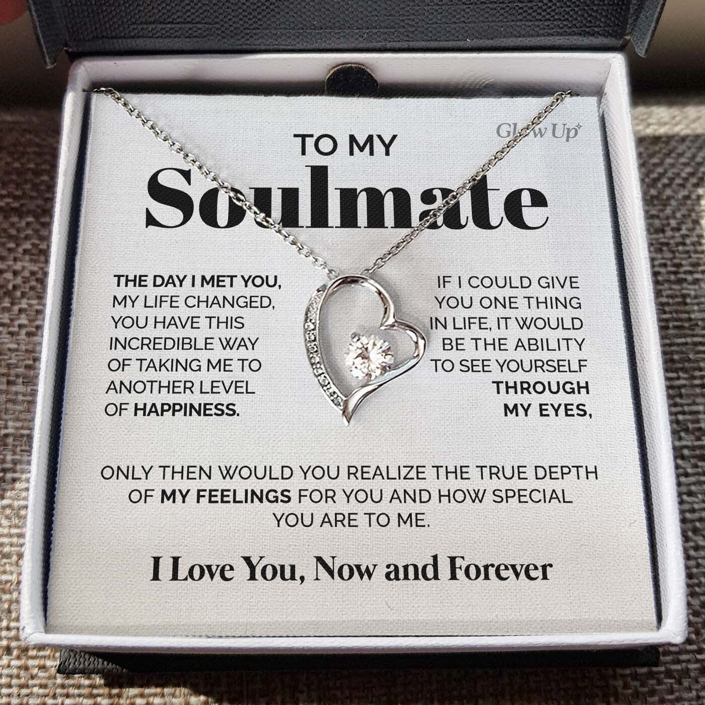 ShineOn Fulfillment Jewelry 14k White Gold Finish / Two-Toned Box To my Soulmate - The day I met you - Forever Love Necklace