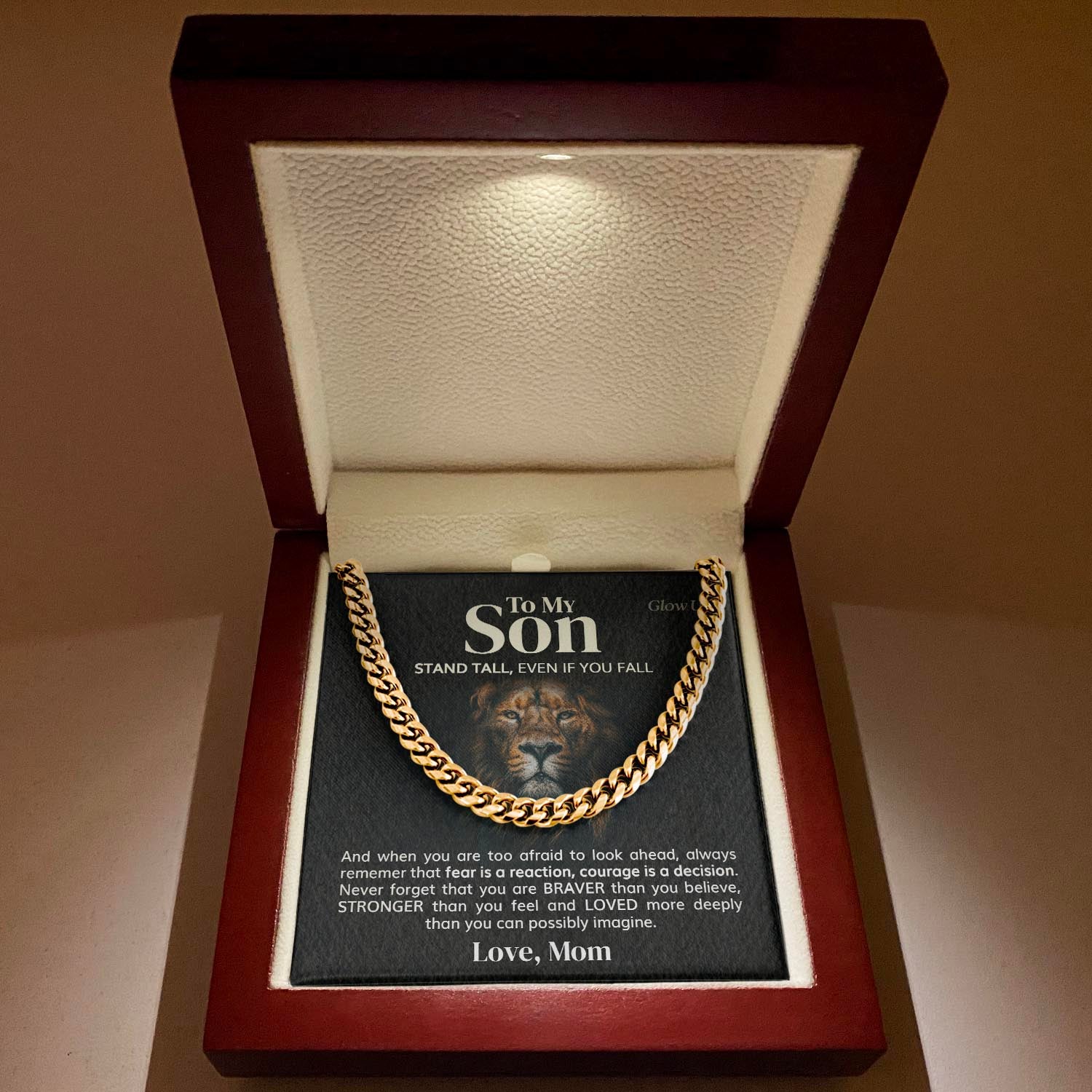 ShineOn Fulfillment Jewelry 14K Yellow Gold Finish / Luxury Box To my Son - You are braver my son - Cuban Link Chain