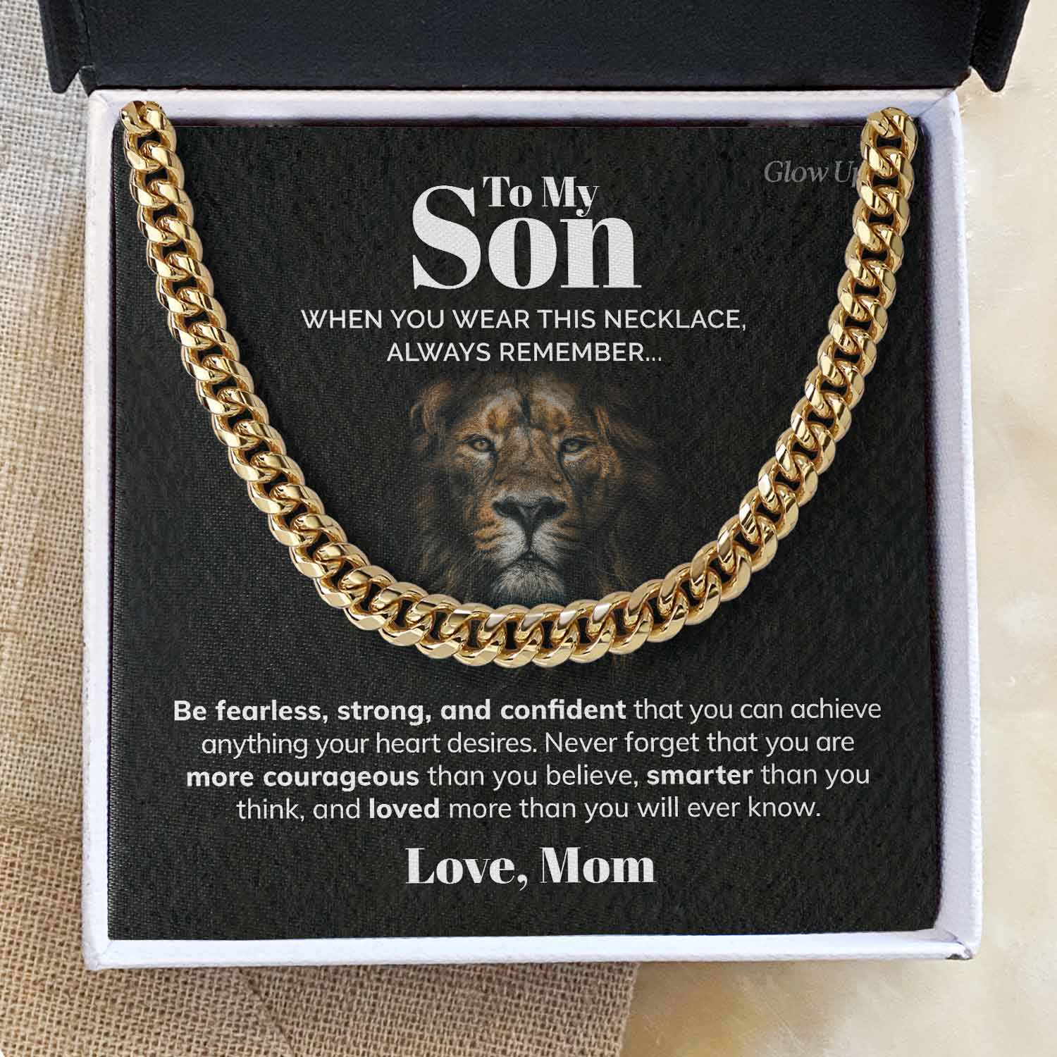 ShineOn Fulfillment Jewelry 14K Yellow Gold Finish / Standard Box To My Son - Be fearless - Cuban Link Chain
