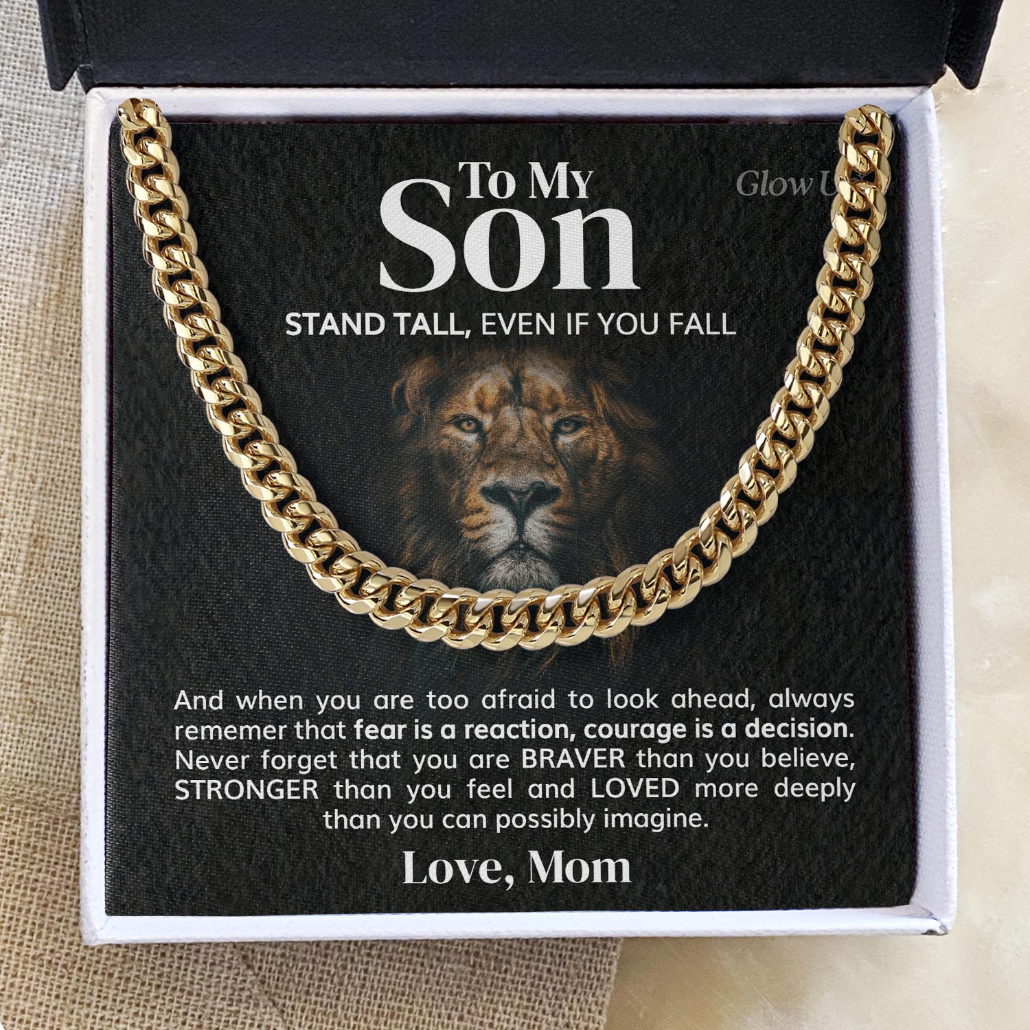 ShineOn Fulfillment Jewelry 14K Yellow Gold Finish / Standard Box To my Son - You are braver my son - Cuban Link Chain