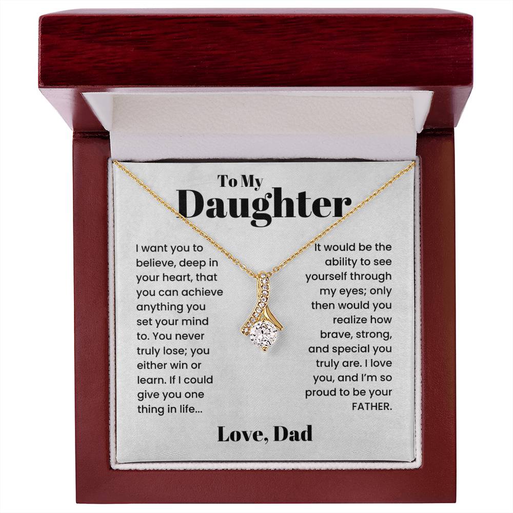 ShineOn Fulfillment Jewelry 18K Yellow Gold Finish / Luxury Box To my Daughter from Dad -  I'm proud to be your Father - Ribbon Necklace