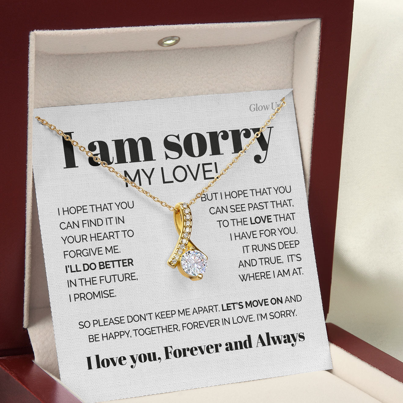 ShineOn Fulfillment Jewelry 18K Yellow Gold Finish / Luxury Box To My Love - I am sorry my love - Alluring necklace
