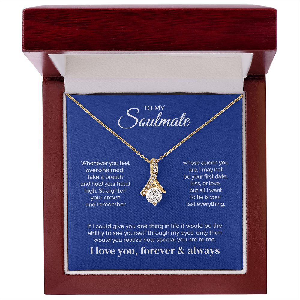 ShineOn Fulfillment Jewelry 18K Yellow Gold Finish / Luxury Box To My Soulmate - Last everything - Ribbon Necklace