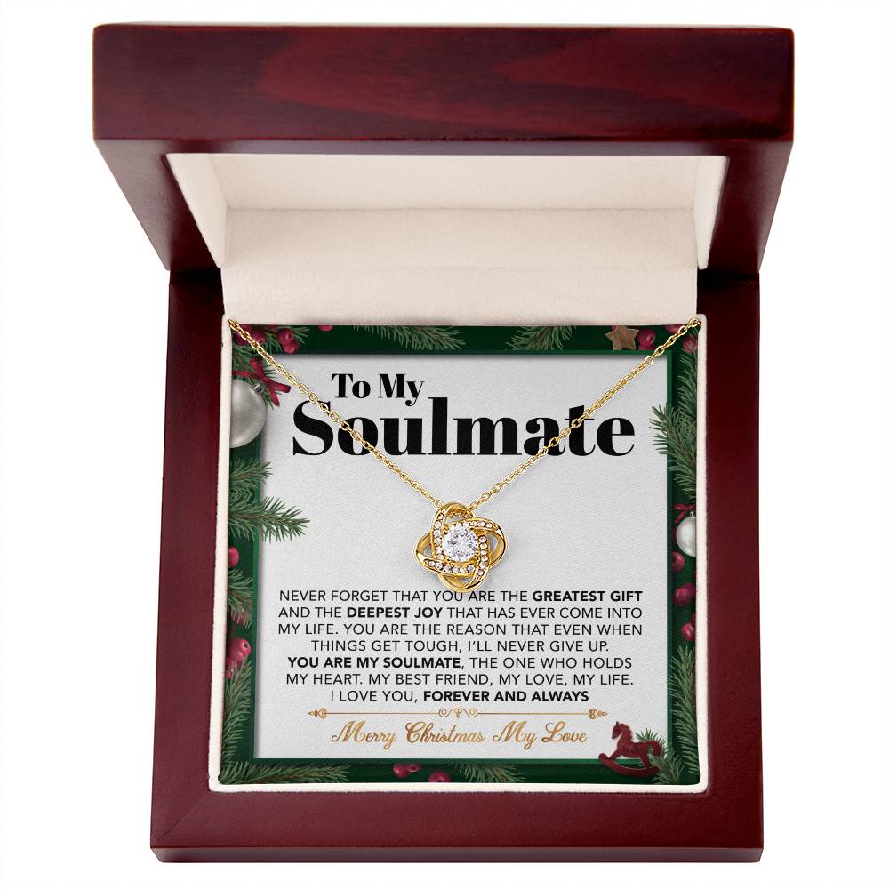 ShineOn Fulfillment Jewelry 18K Yellow Gold Finish / Luxury Box To My Soulmate - Never Forget - Love Knot Necklace