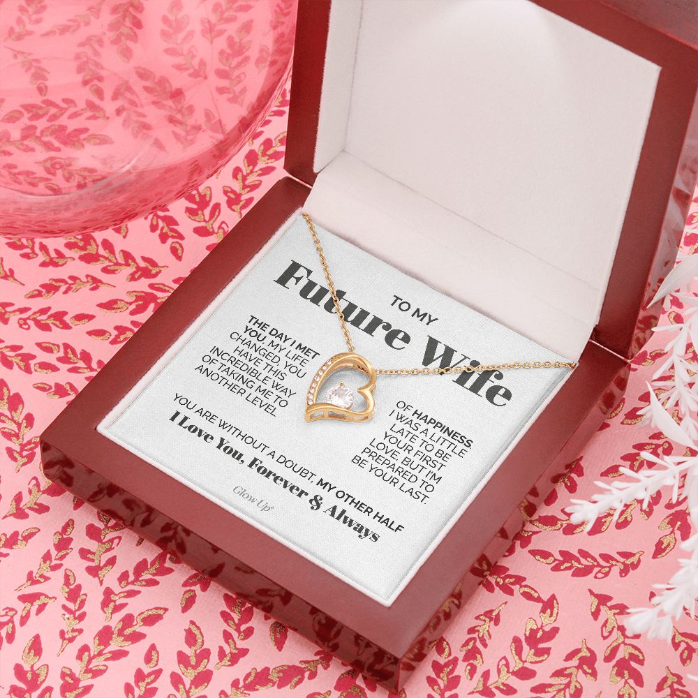 ShineOn Fulfillment Jewelry 18k Yellow Gold Finish / Luxury LED Box To my Future Wife - The day I met you - Forever Love Necklace