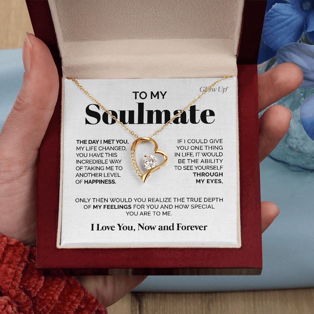 ShineOn Fulfillment Jewelry 18k Yellow Gold Finish / Luxury LED Box To my Soulmate - The day I met you - Forever Love Necklace