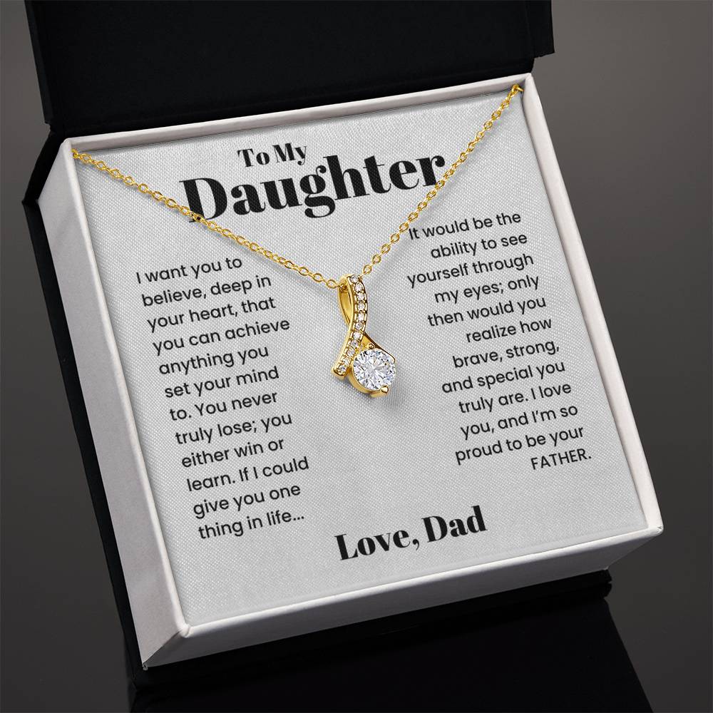 ShineOn Fulfillment Jewelry 18K Yellow Gold Finish / Standard Box To my Daughter from Dad -  I'm proud to be your Father - Ribbon Necklace