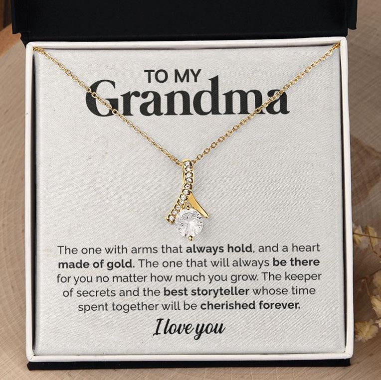 ShineOn Fulfillment Jewelry 18K Yellow Gold Finish / Standard Box To my Grandma -  Cherished Forever - Ribbon Necklace