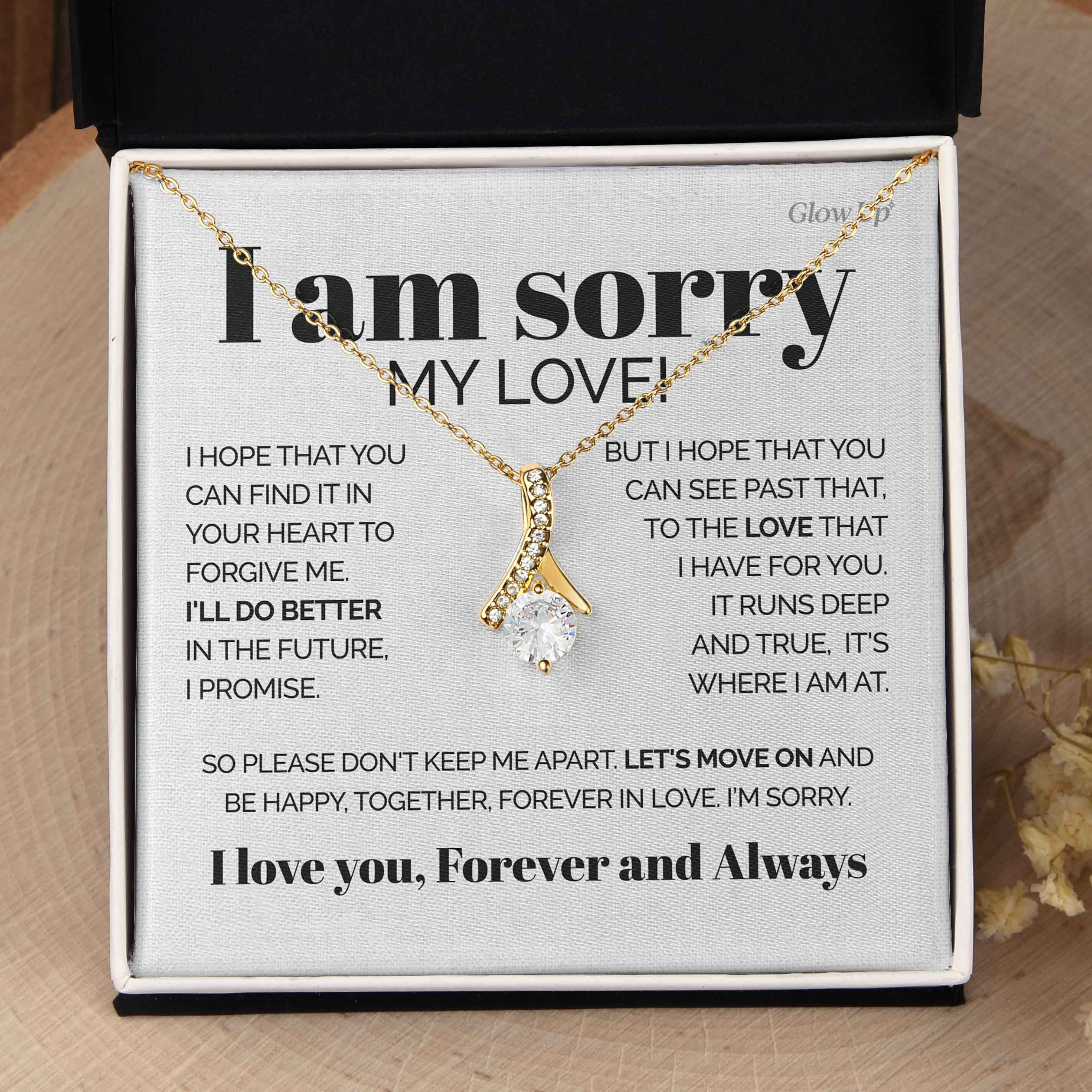ShineOn Fulfillment Jewelry 18K Yellow Gold Finish / Standard Box To My Love - I am sorry my love - Alluring necklace