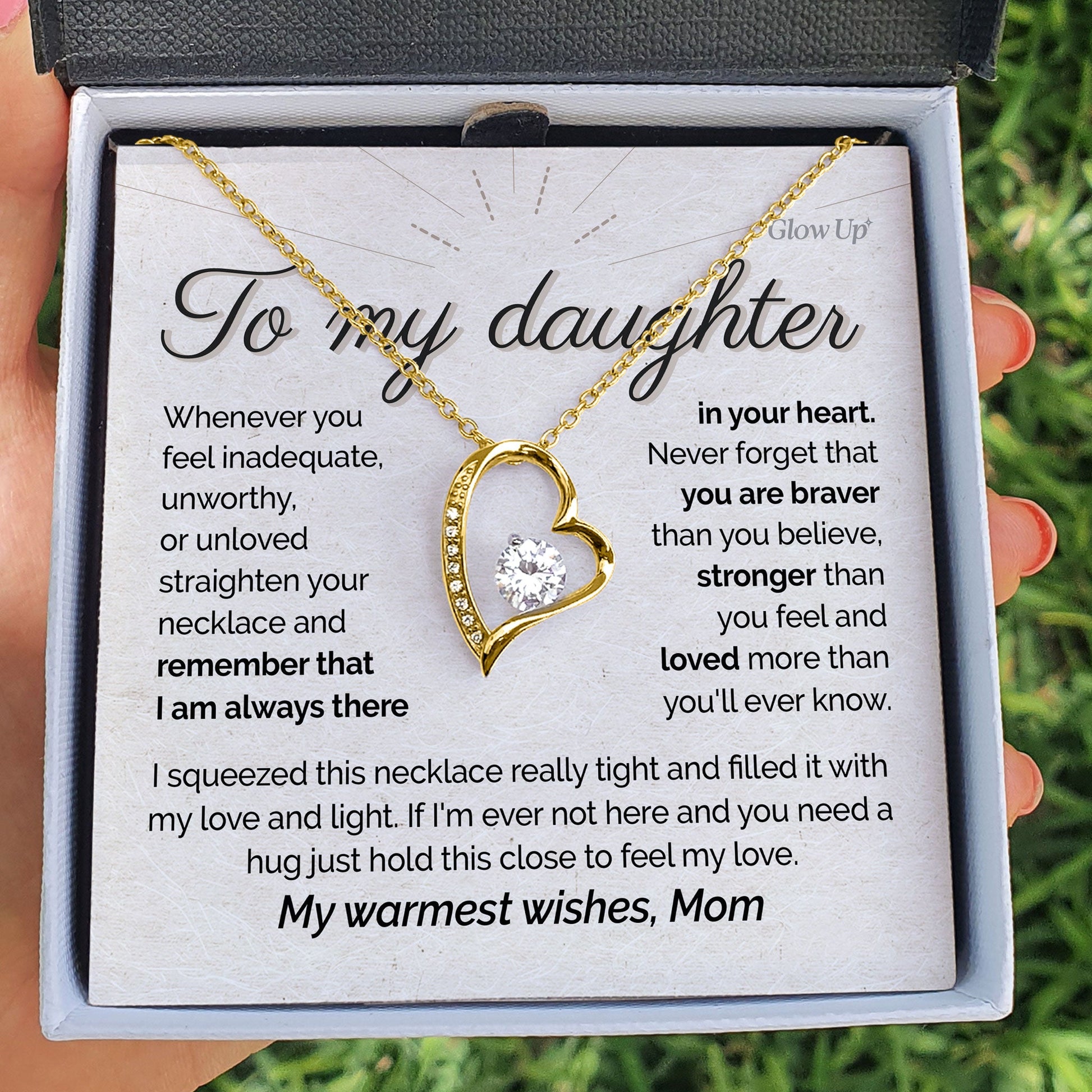 ShineOn Fulfillment Jewelry 18k Yellow Gold Finish / Two-Toned Box To my Daughter - Feel my love - Forever Love Necklace