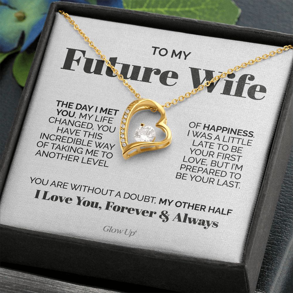 ShineOn Fulfillment Jewelry 18k Yellow Gold Finish / Two-Toned Box To my Future Wife - The day I met you - Forever Love Necklace