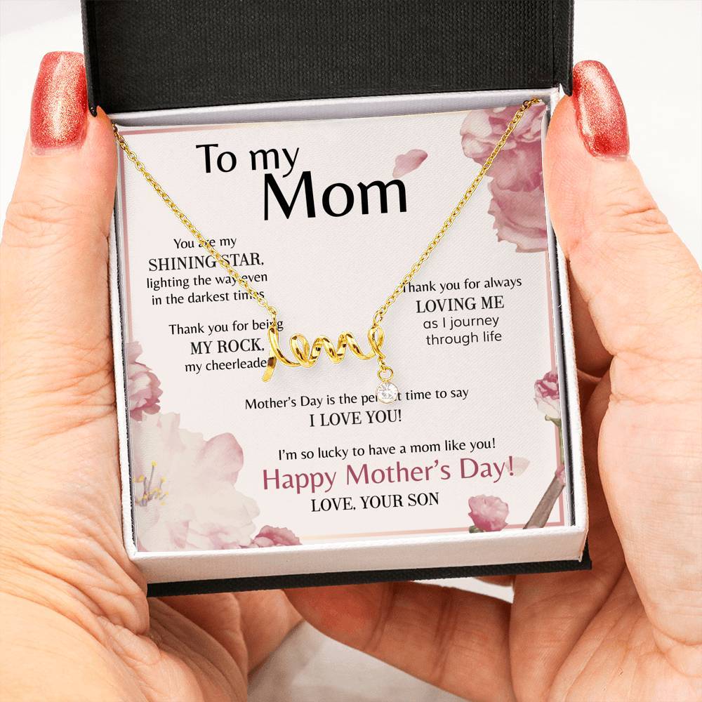 ShineOn Fulfillment Jewelry 18k Yellow Gold Scripted Love To My Mom - Love - I'm So Lucky To Have a Mom Like You
