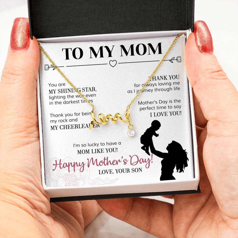 ShineOn Fulfillment Jewelry 18k Yellow Gold Scripted Love To My Mom - Love - You are my Shining Star