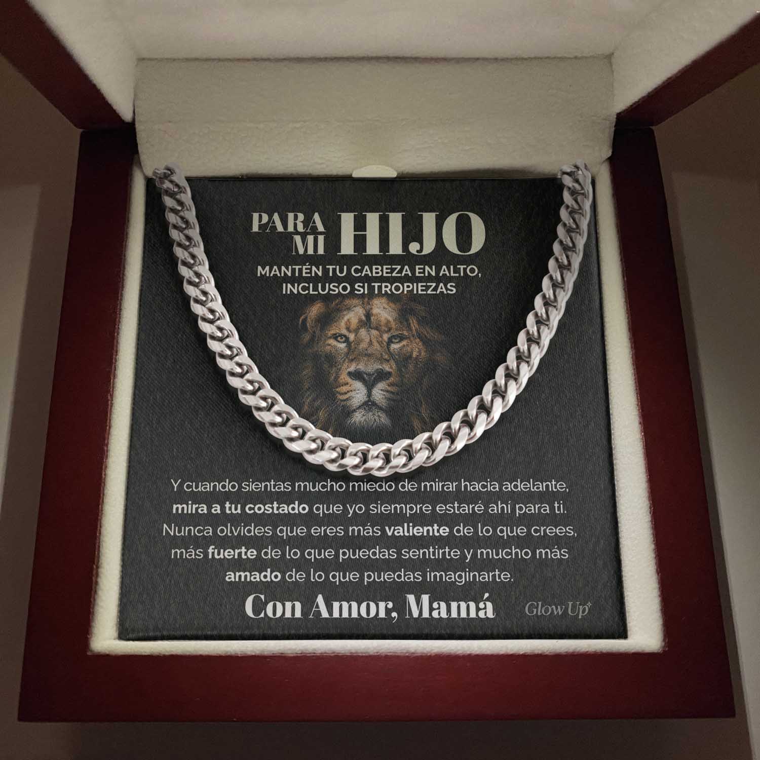 ShineOn Fulfillment Jewelry 316L Stainless Steel Para mi Hijo - Mantén tu cabeza en alto - Cuban Link Chain