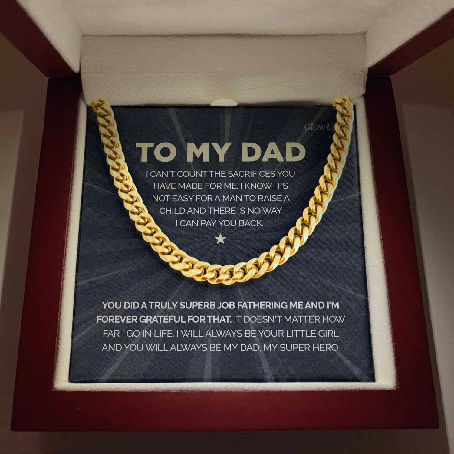 ShineOn Fulfillment Jewelry 316L Stainless Steel To my Dad - My Super Hero - Cuban Link Chain