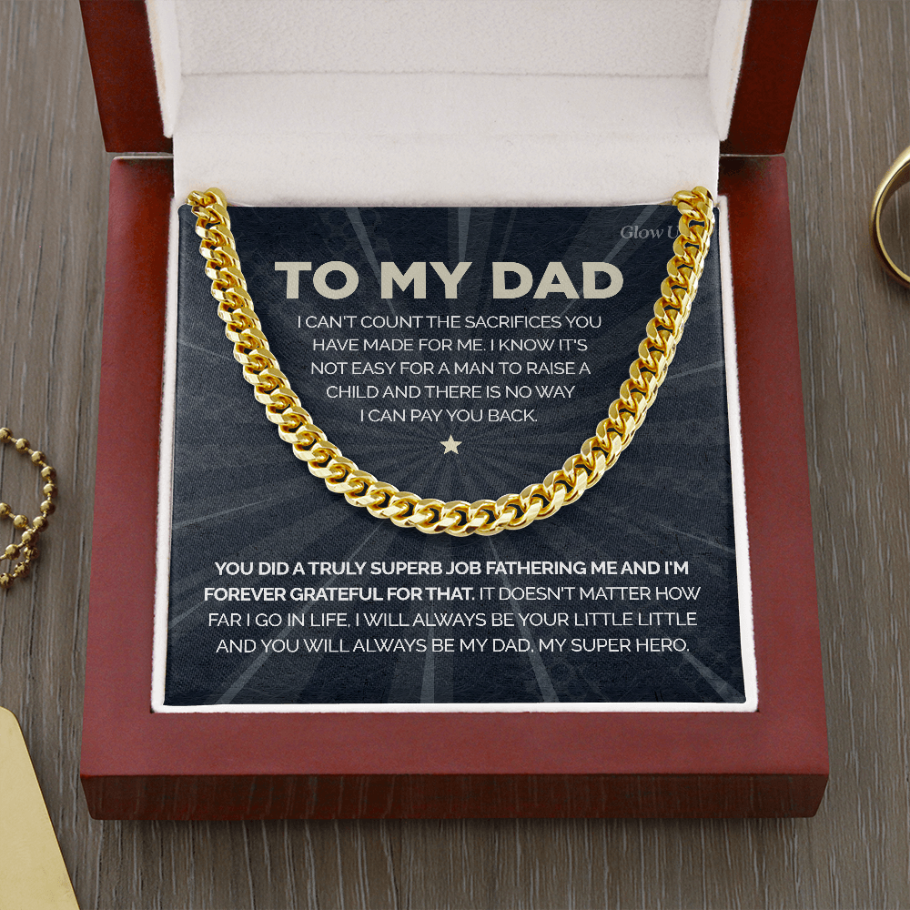 ShineOn Fulfillment Jewelry 316L Stainless Steel To my Dad - My Super Hero - Cuban Link Chain