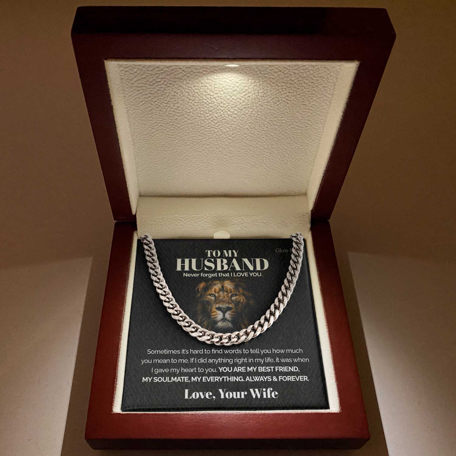 ShineOn Fulfillment Jewelry 316L Stainless Steel To my Husband - Never forget that I love you - Cuban Link Chain
