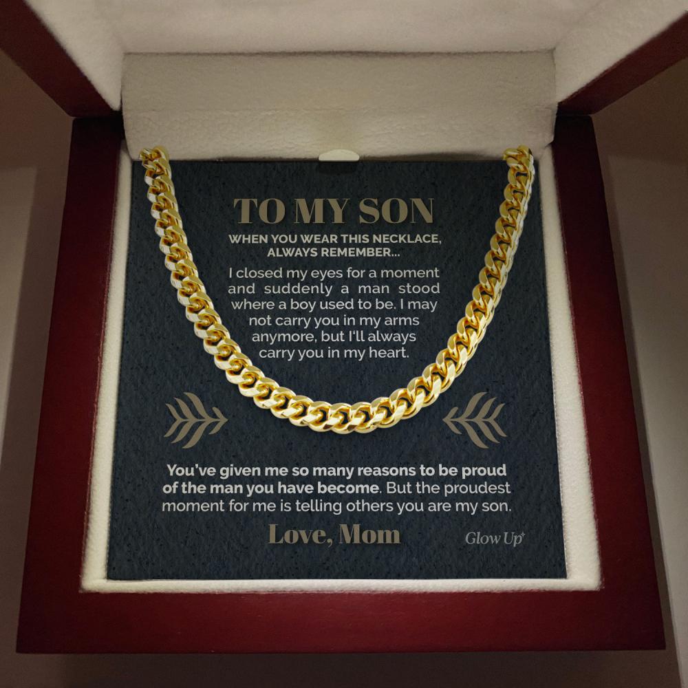ShineOn Fulfillment Jewelry 316L Stainless Steel To My Son - I'm proud of you - Cuban link chain necklace