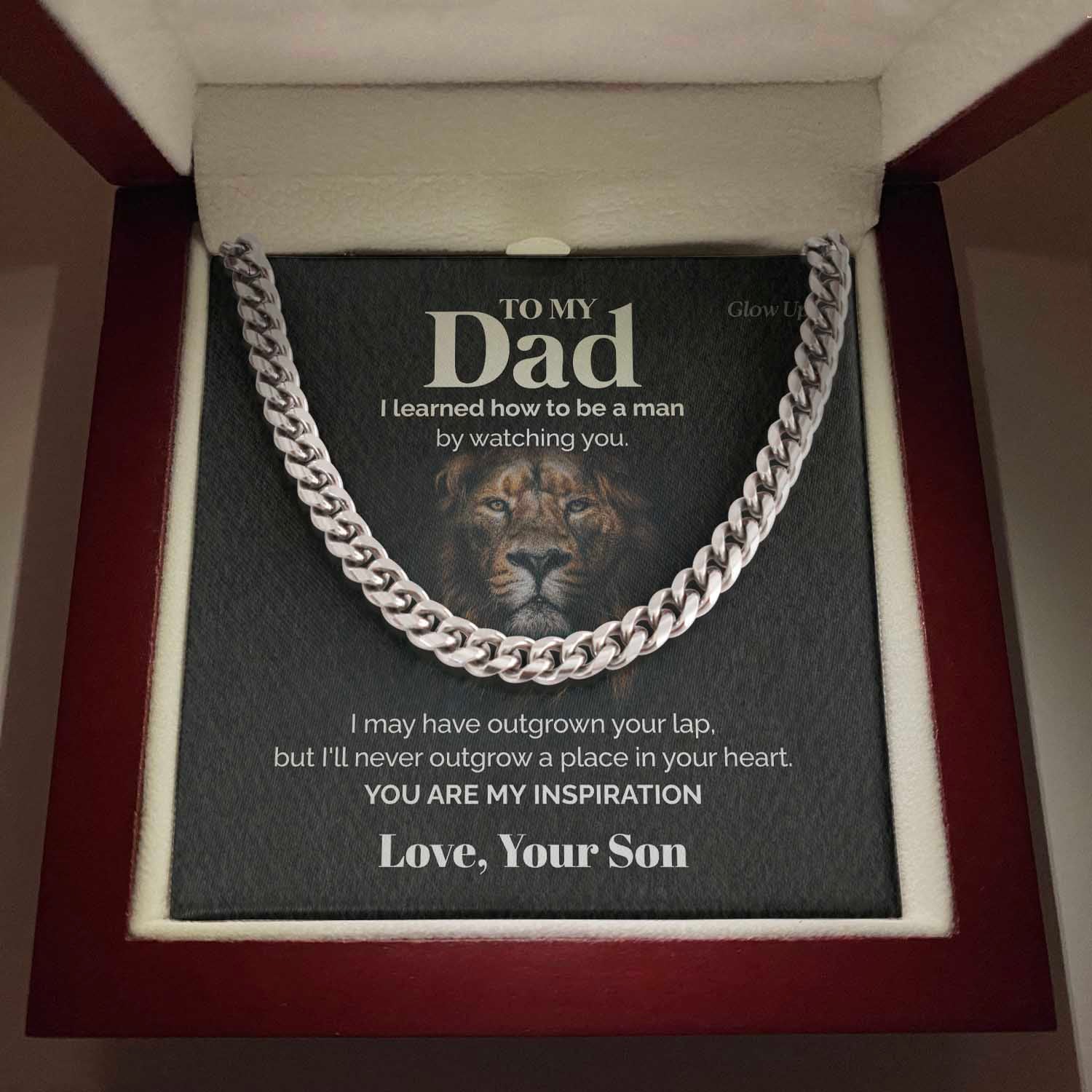 ShineOn Fulfillment Jewelry 316L Stainless Steel / Two-Toned Box To my Dad - My Inspiration - Cuban Link Chain