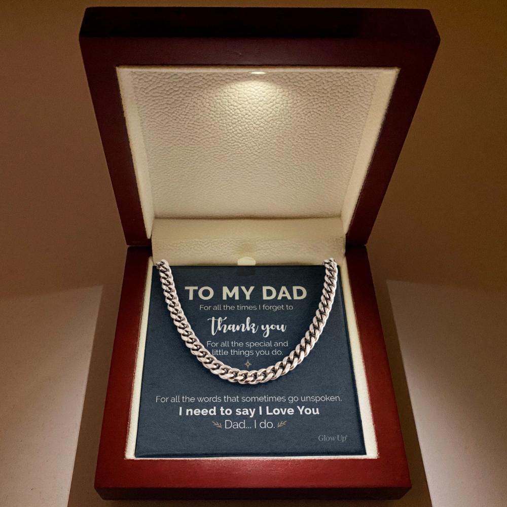 ShineOn Fulfillment Jewelry 316L Stainless Steel / Two-Toned Box To My Dad - Thank you for all - Cuban Link Chain
