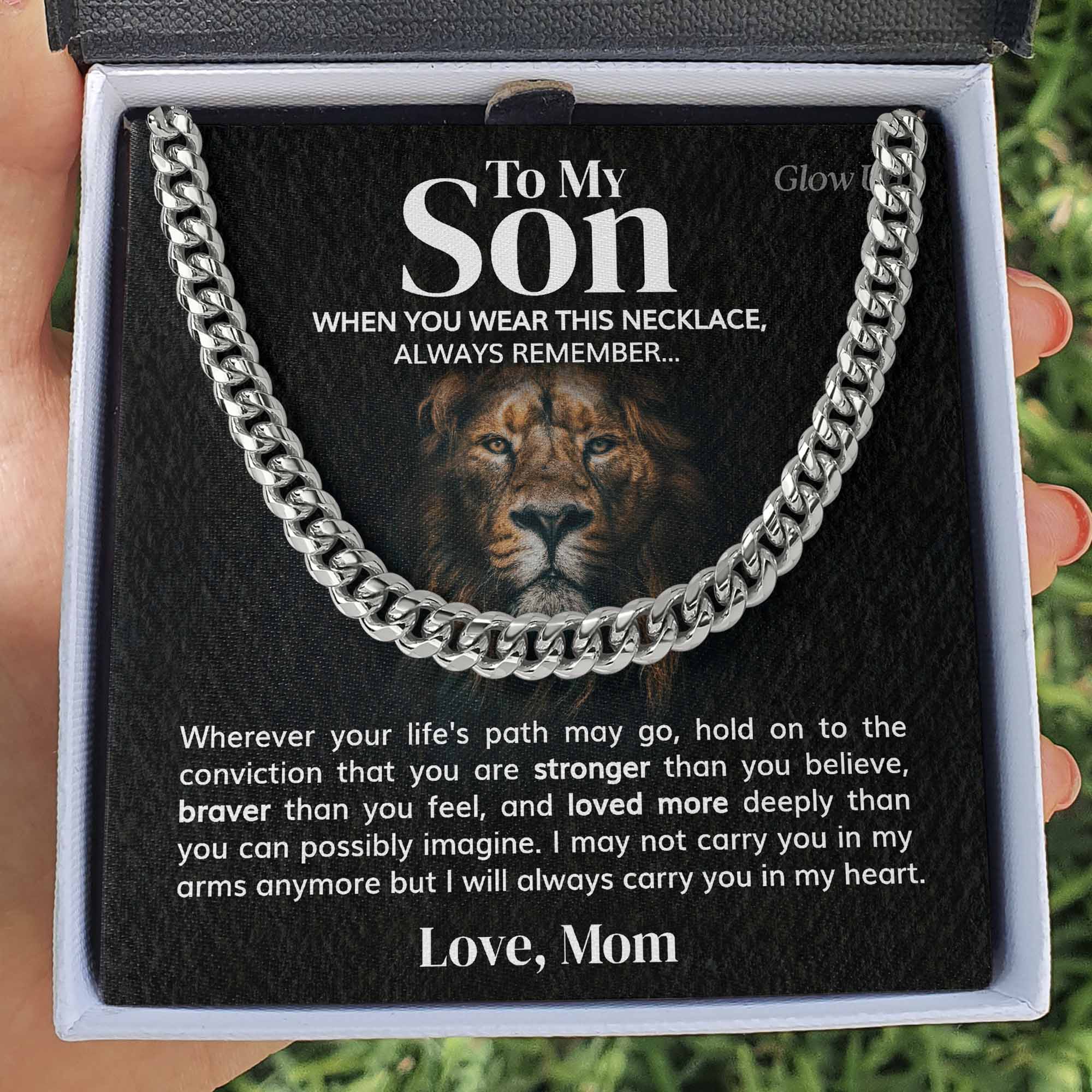 ShineOn Fulfillment Jewelry 316L Stainless Steel / Two-Toned Box To my Son - Always Remember - Cuban Link Chain