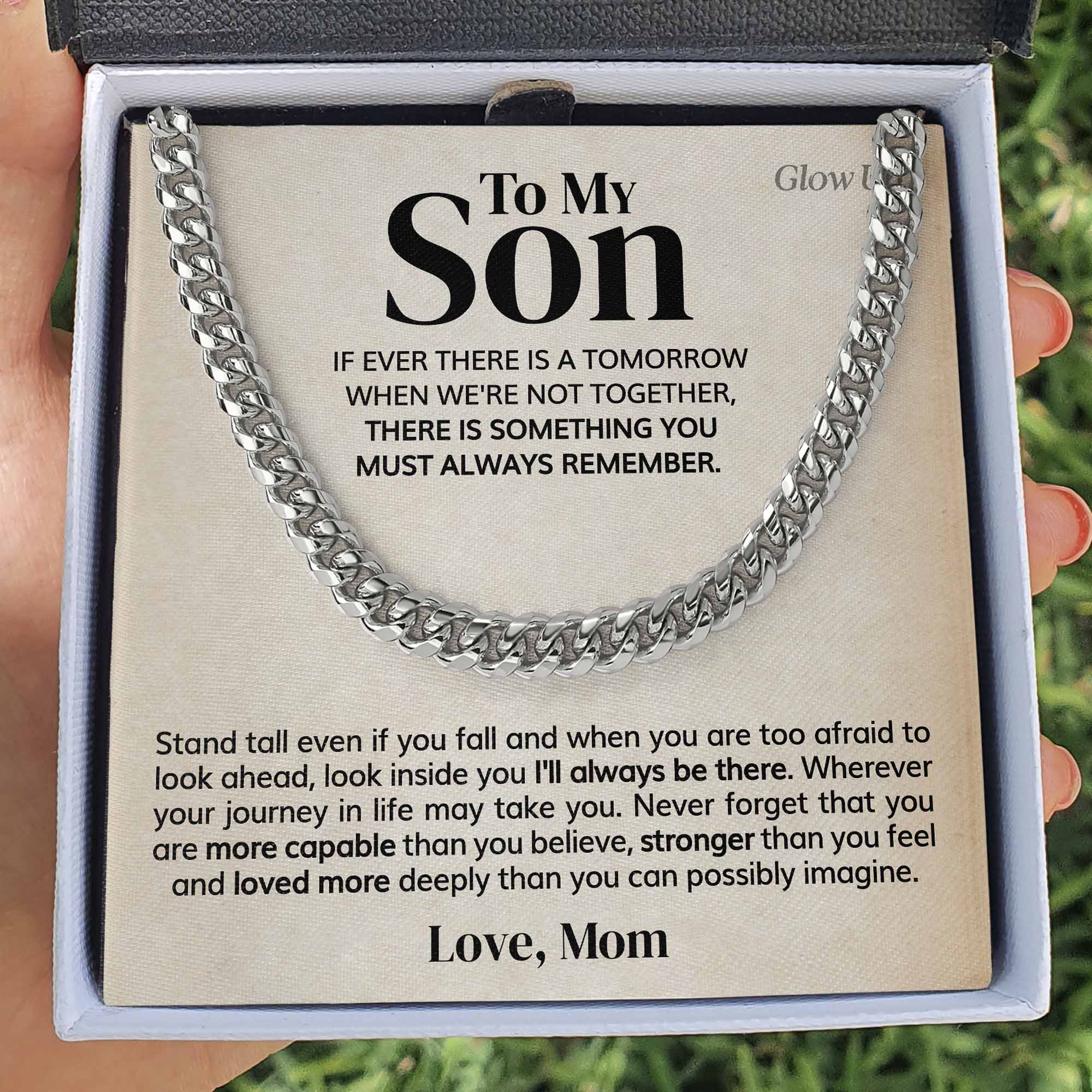 ShineOn Fulfillment Jewelry 316L Stainless Steel / Two-Toned Box To my Son - Must Always Remember - Cuban Link Chain