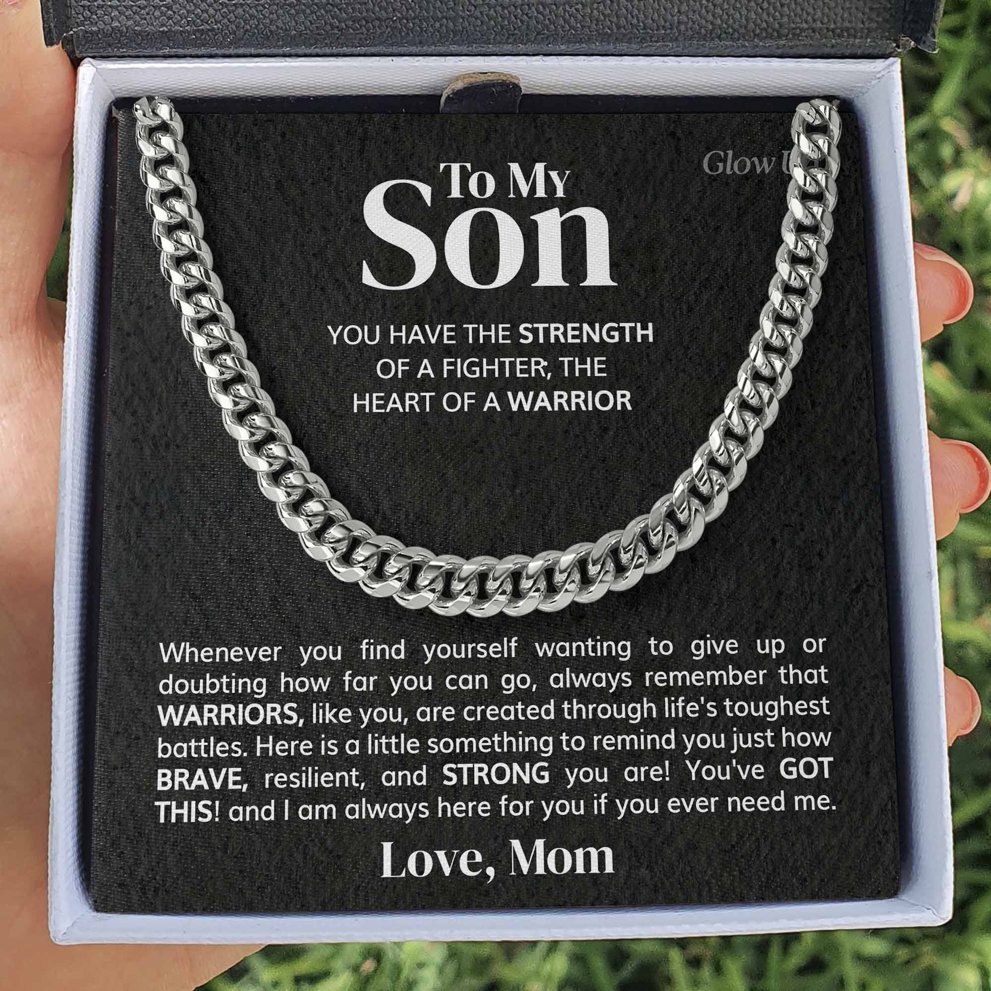 ShineOn Fulfillment Jewelry 316L Stainless Steel / Two-Toned Box To my Son - You have the Strength - Cuban Link Chain