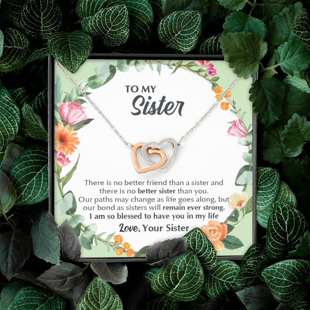 ShineOn Fulfillment Jewelry Interlocking Heart Necklace To my Sister - There Is No Better Sister Than You