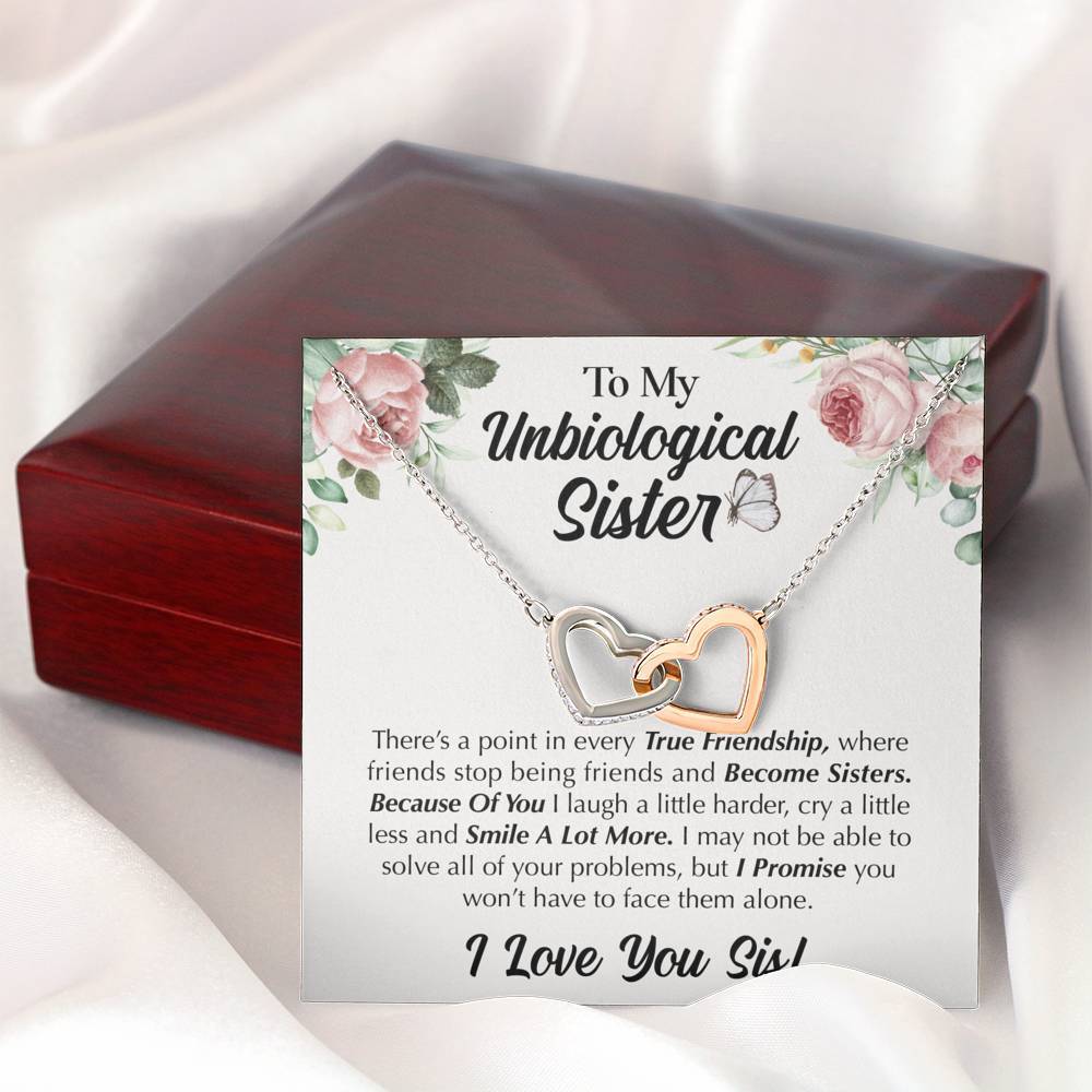 ShineOn Fulfillment Jewelry Interlocking Heart Necklace To My Unbiological Sister - I Smile a Lot More