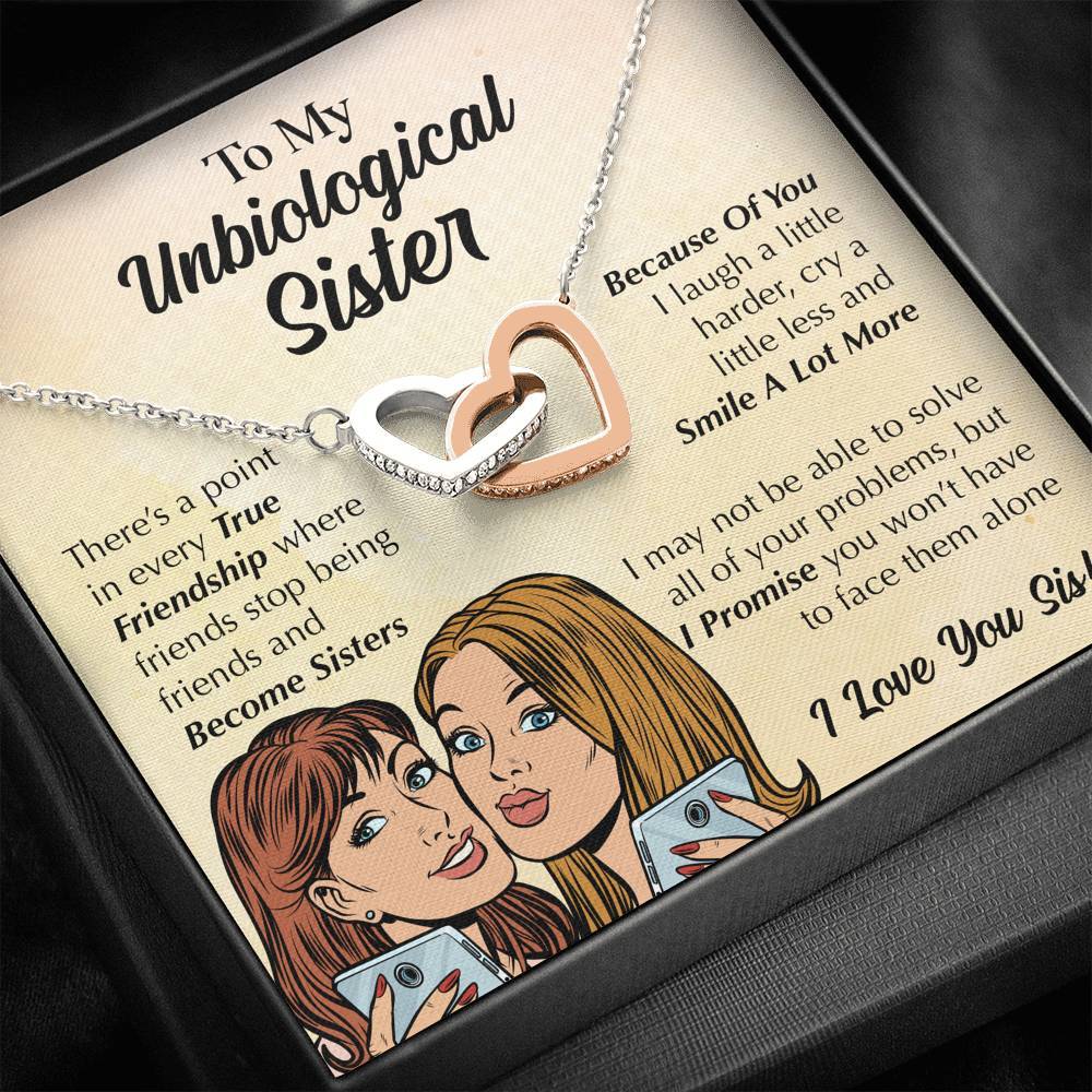 ShineOn Fulfillment Jewelry Interlocking Heart Necklace To My Unbiological Sister - We've Become Sisters