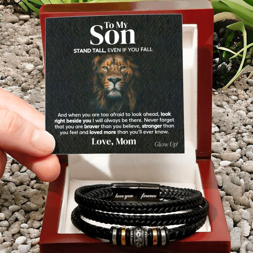 ShineOn Fulfillment Jewelry Luxury Box w/LED To my Son - Stand Tall- Love You Forever Bracelet