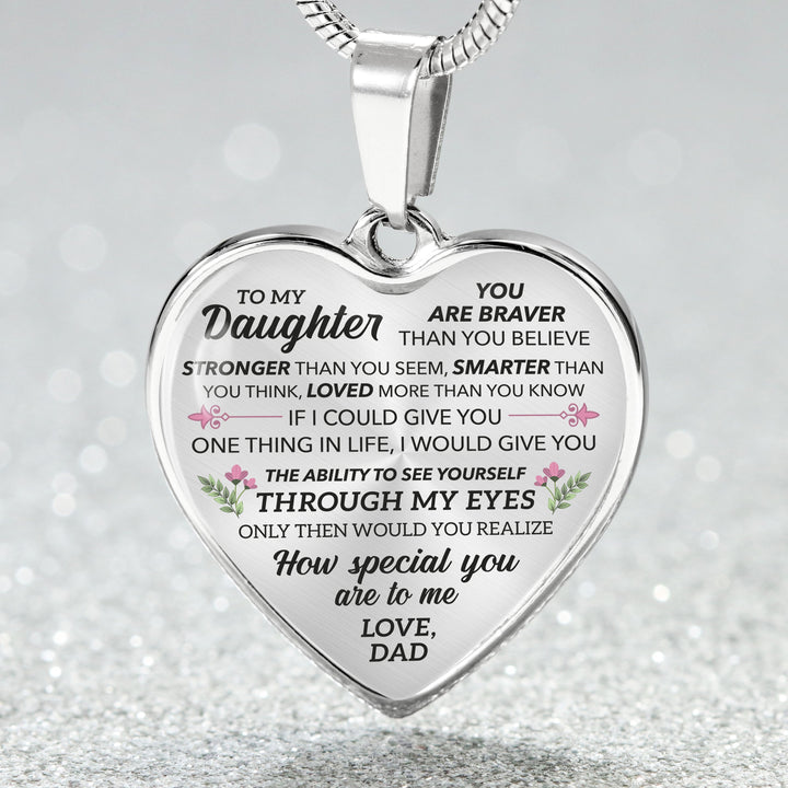 ShineOn Fulfillment Jewelry Luxury Necklace (Silver) / No To My Daughter - How Special You Are To Me - Dad
