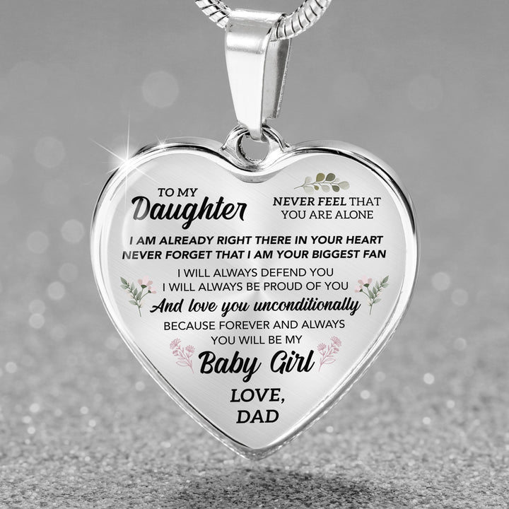 ShineOn Fulfillment Jewelry Luxury Necklace (Silver) / No To My Daughter - My Baby Girl - Dad