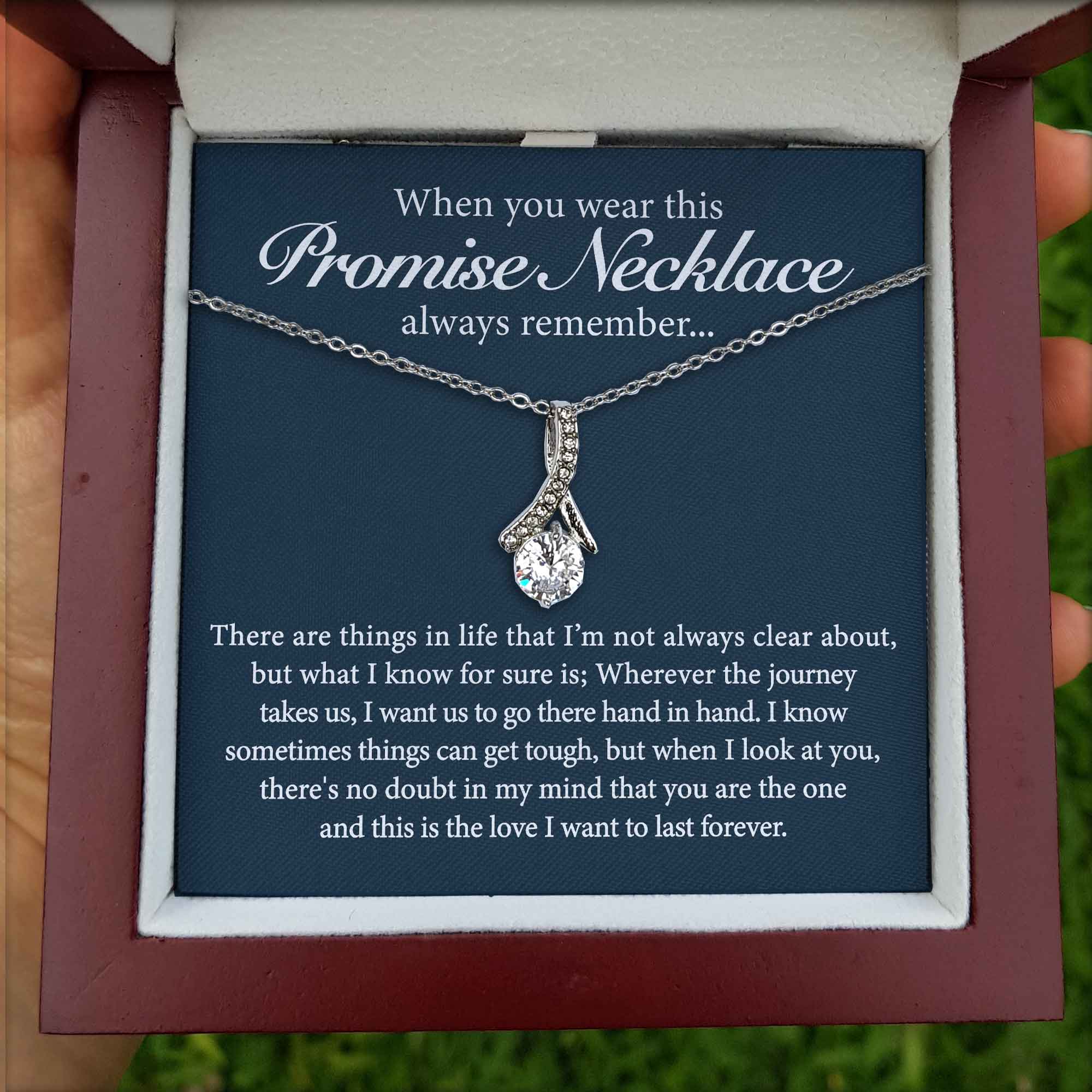 ShineOn Fulfillment Jewelry Mahogany Style Luxury Box Promise Necklace - When You Wear This Always Remember - Ribbon Necklace