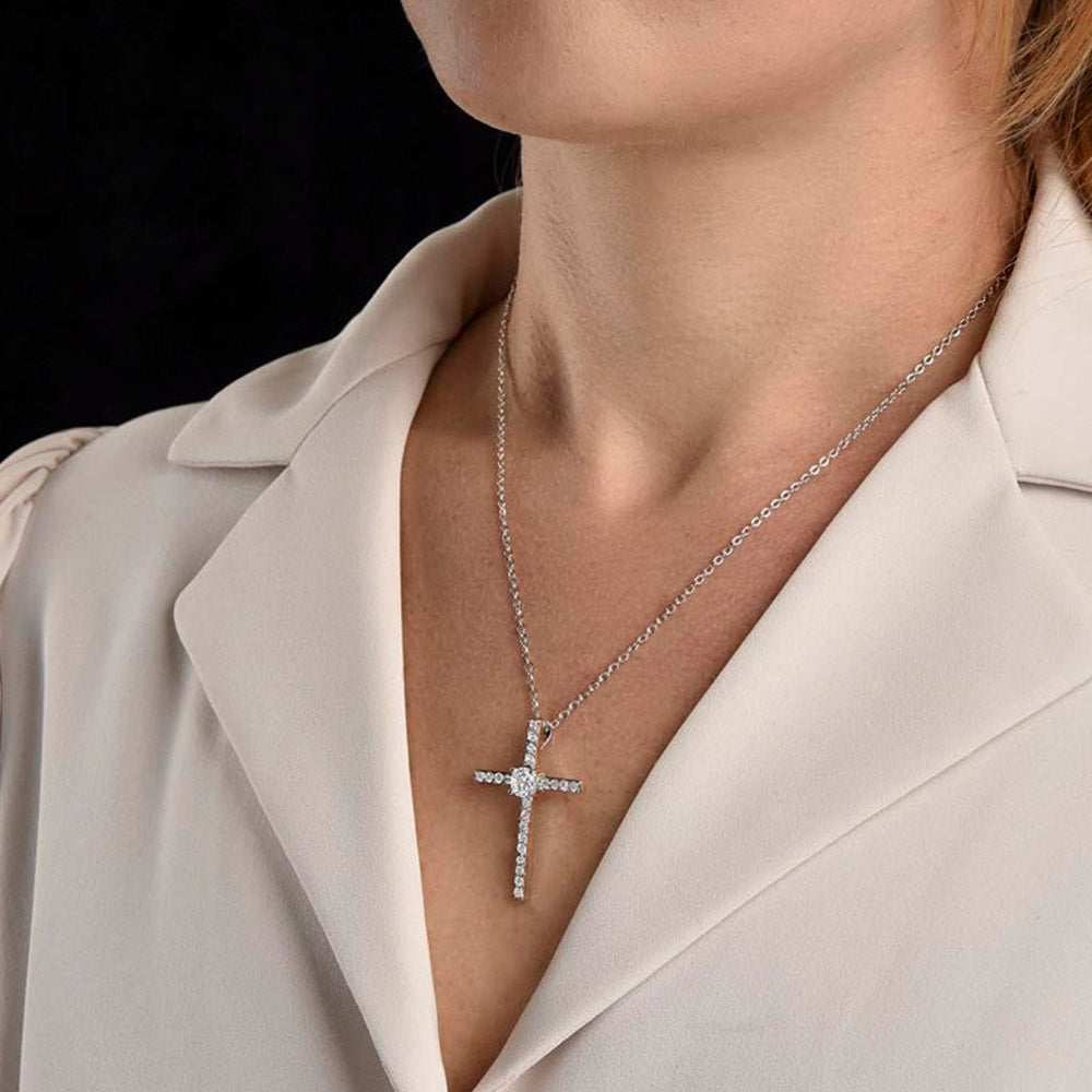 ShineOn Fulfillment Jewelry Mahogany Style Luxury Box To my amazing Daughter - Stand tall - CZ Cross Necklace