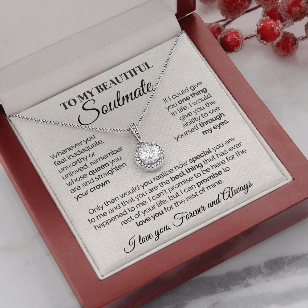 ShineOn Fulfillment Jewelry Mahogany Style Luxury Box To My Beautiful Soulmate - Remember Whose Queen You Are - Eternal Hope Necklace