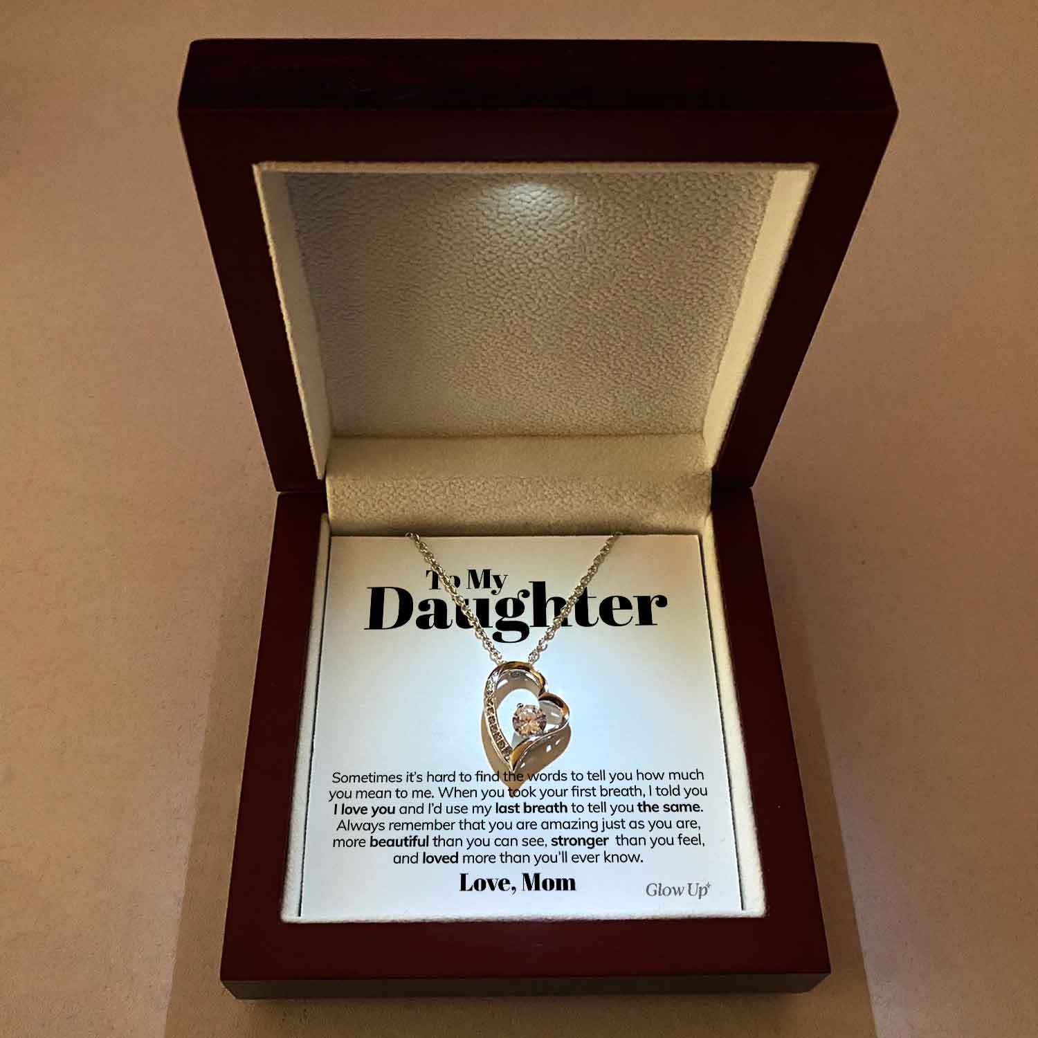 ShineOn Fulfillment Jewelry Mahogany Style Luxury Box To My Daughter - Always Remember - Forever Love Necklace