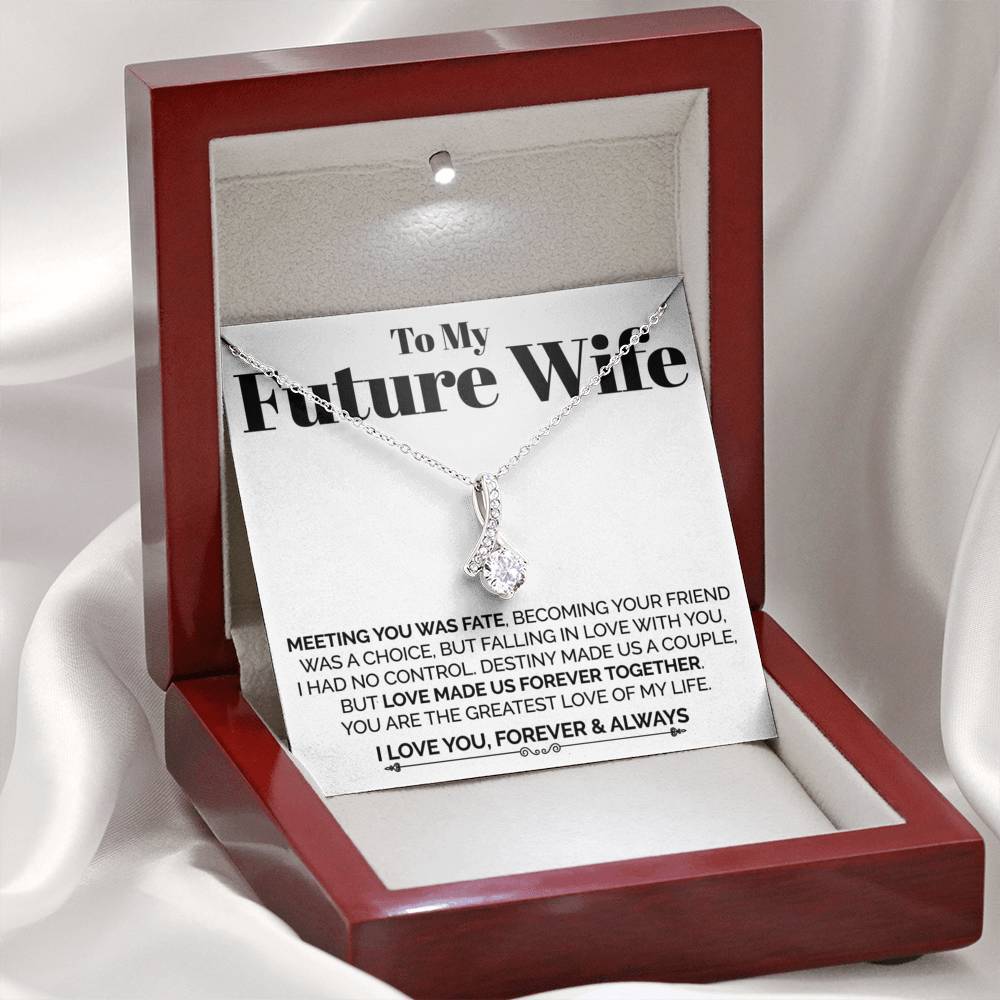 ShineOn Fulfillment Jewelry Mahogany Style Luxury Box To My Future Wife - Love Made Us Forever Together - Ribbon Necklace
