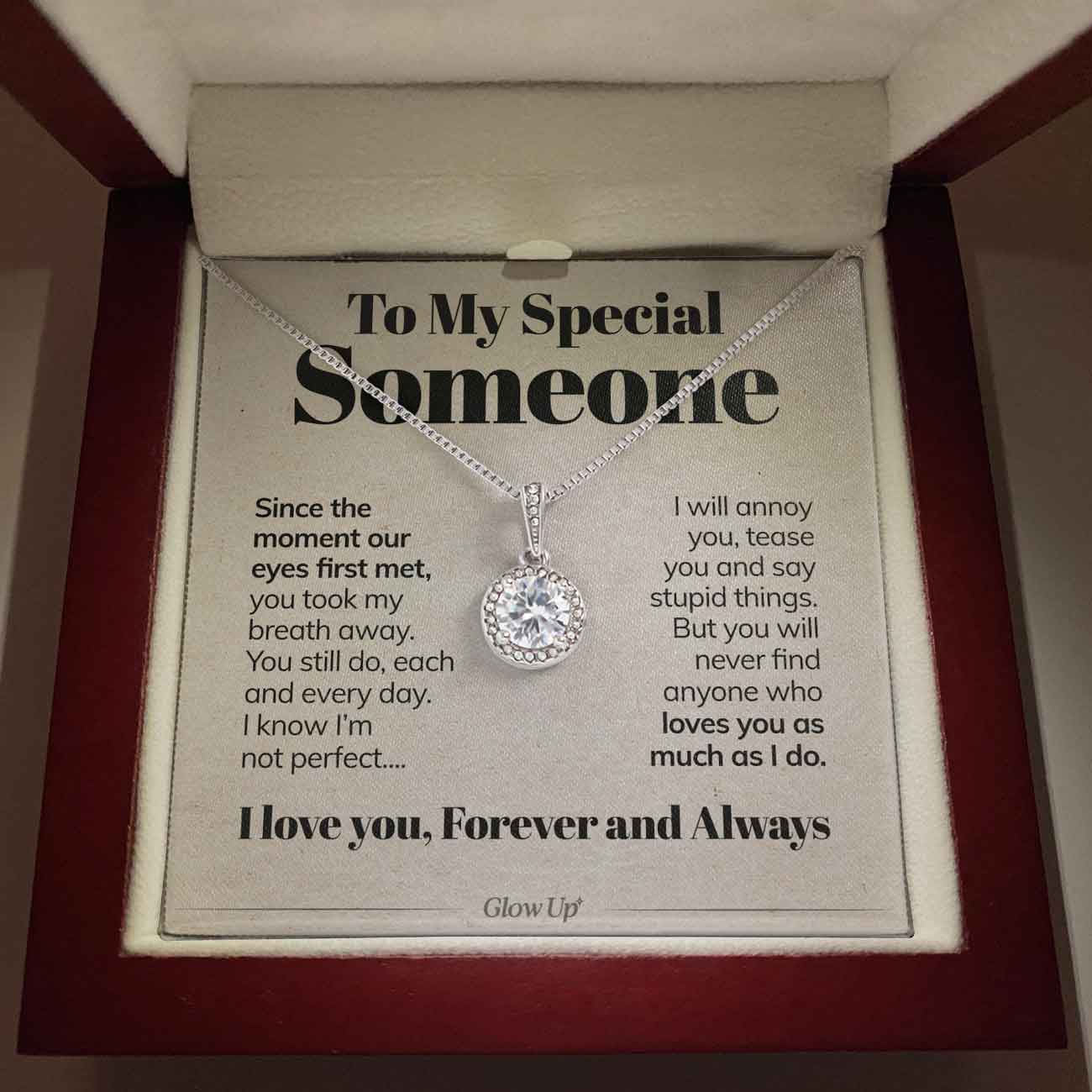 ShineOn Fulfillment Jewelry Mahogany Style Luxury Box To My Special Someone - Since The Moments Our Eyes First Met - Eternal Hope Necklace