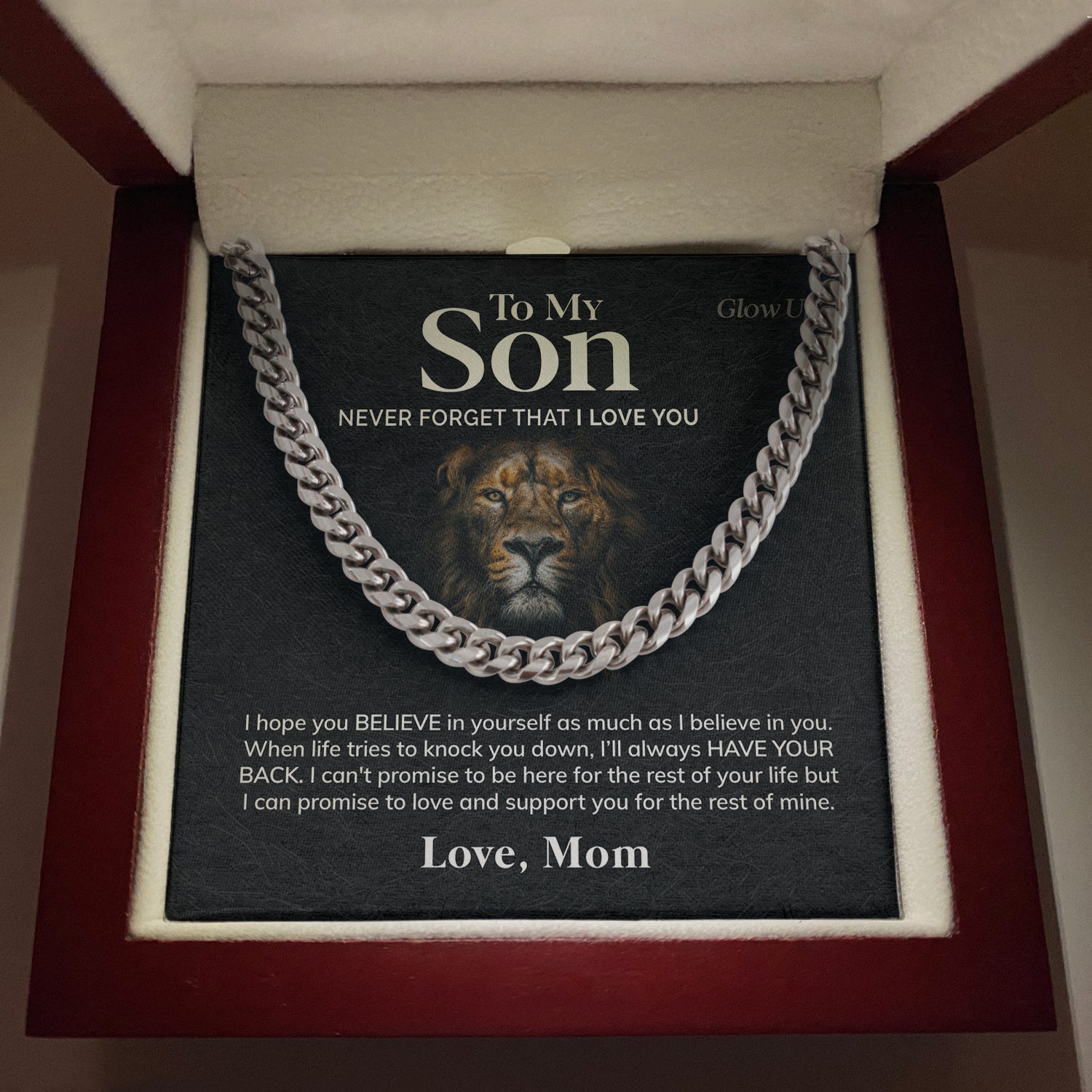 ShineOn Fulfillment Jewelry Stainless Steel / Luxury Box To My Son - I Believe in you - Cuban Link Chain